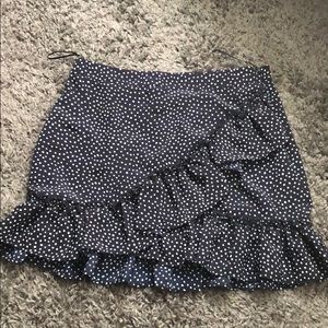 Navy Blue and White Polka Dot Mini Skirt